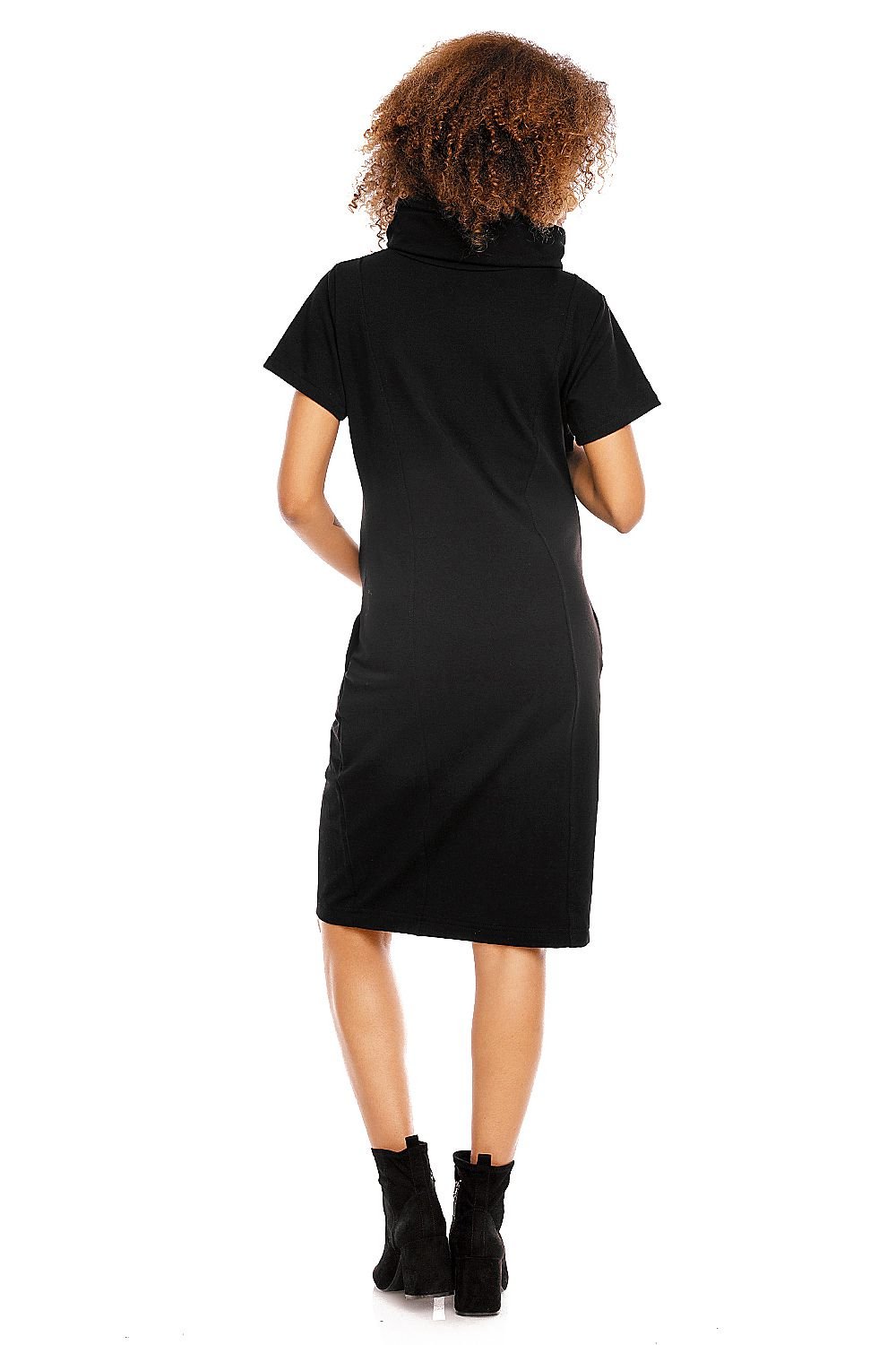 Praktisk komfort gravidkjole fra PeeKaBoo til dame fra MS StyleHaven, laget av Bomull; Elastan, farge Svart, størrelse XL, med 3-4; short ermer, perfekt til casual; dress