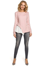 Bluse Moe til dame fra MS StyleHaven, laget av Bomull; polyester, farge Grå, størrelse XXL, med long ermer, perfekt til casual; dress