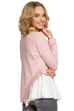 Bluse Moe til dame fra MS StyleHaven, laget av Bomull; polyester, farge Rosa, størrelse s, med long ermer, perfekt til casual; dress
