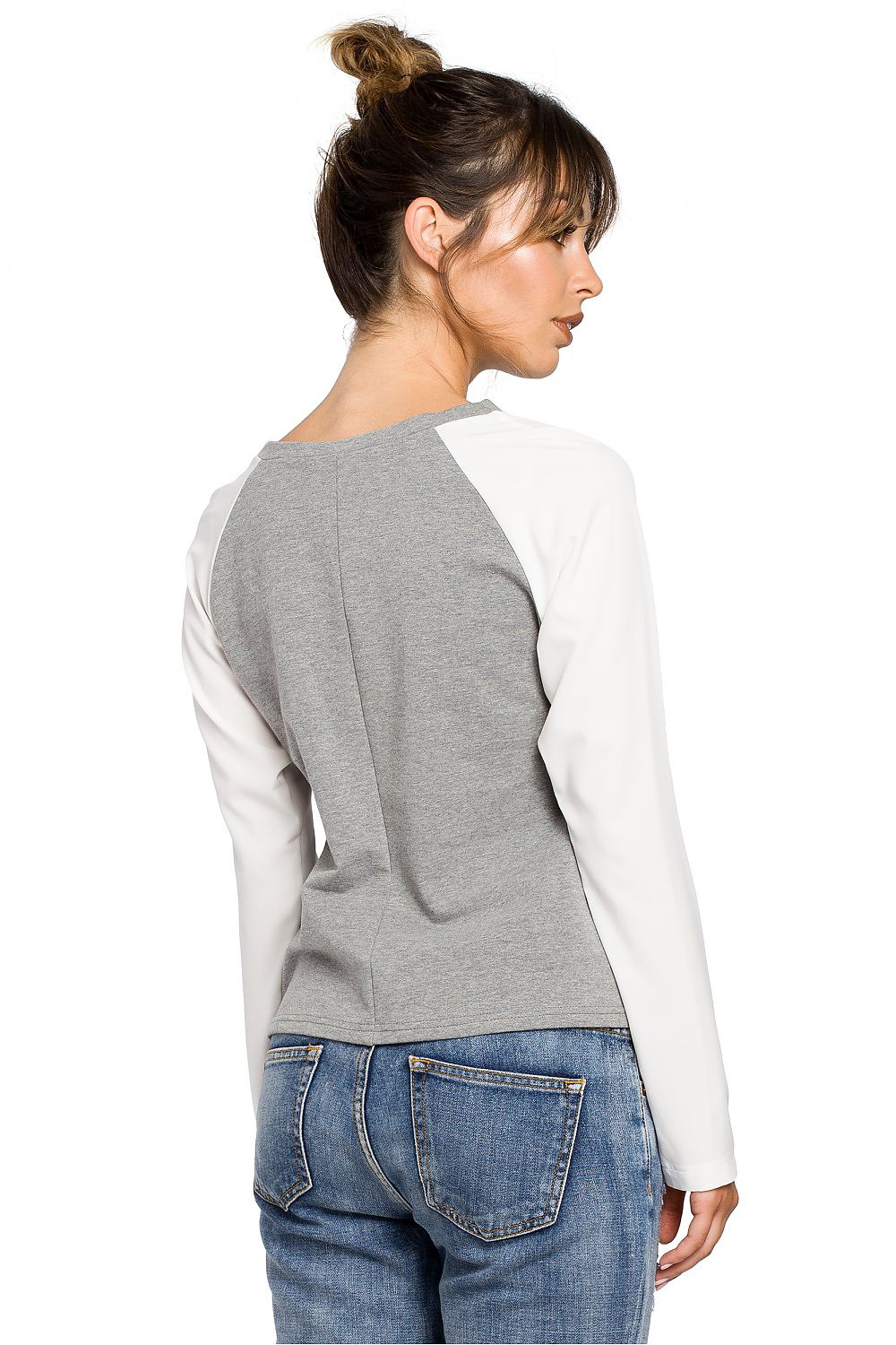 Raffinert kontrastbluse fra BeWear til dame fra MS StyleHaven, laget av Bomull, farge Marineblå, størrelse XL, med long ermer, perfekt til dress