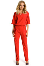 Korte ermer Jumpsuit - Moe til dame fra MS StyleHaven, laget av polyester; Viskose, farge Blå, størrelse L, med short ermer, perfekt til casual; dress
