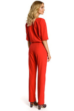 Korte ermer Jumpsuit - Moe til dame fra MS StyleHaven, laget av polyester; Viskose, farge Blå, størrelse XL, med short ermer, perfekt til casual; dress