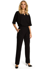 Korte ermer Jumpsuit - Moe til dame fra MS StyleHaven, laget av polyester; Viskose, farge Rød, størrelse M, med short ermer, perfekt til casual; dress