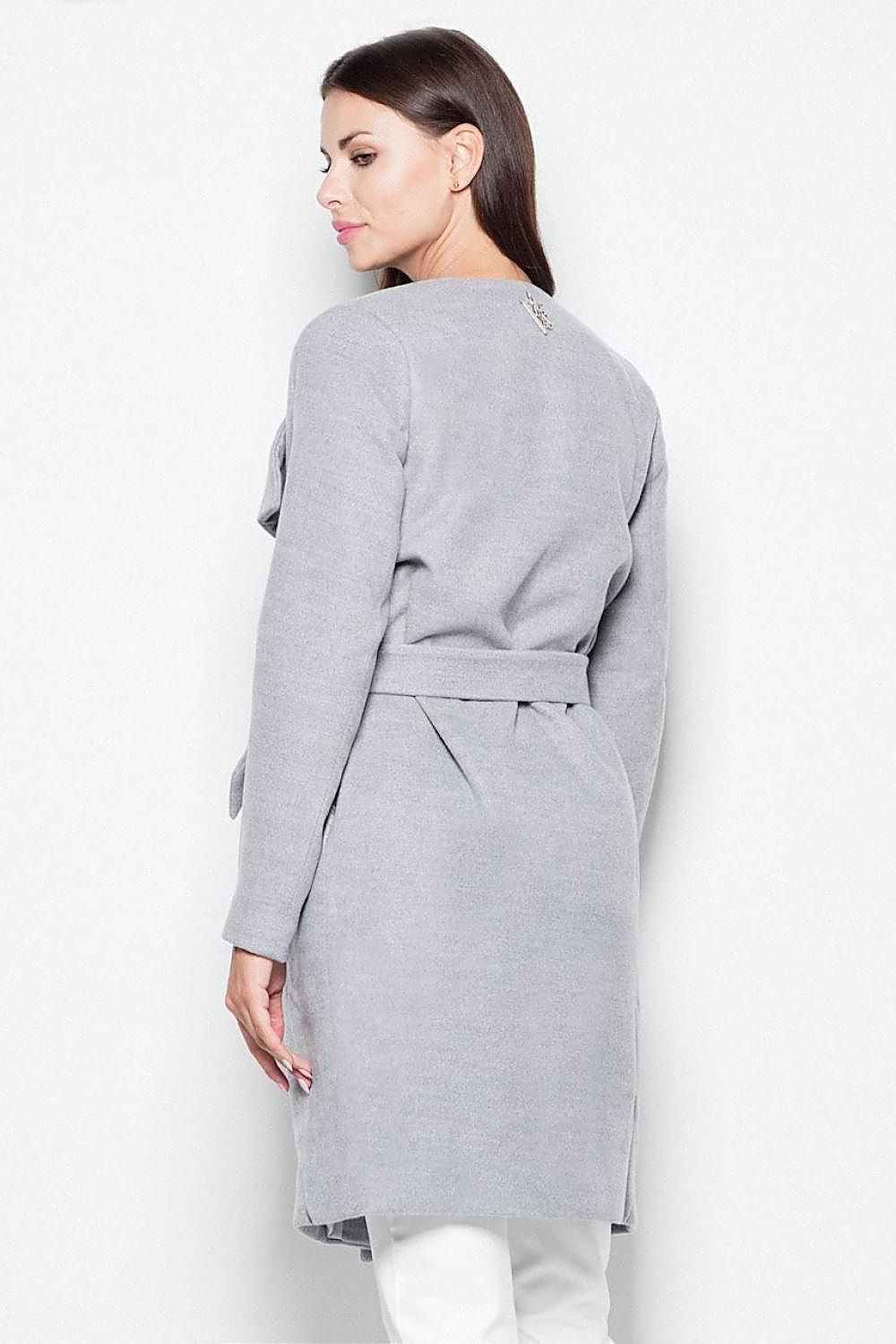 Knytet Frakk - Venaton til dame fra MS StyleHaven, laget av polyester; Viskose, farge Grå, størrelse M, med long ermer, perfekt til casual; dress