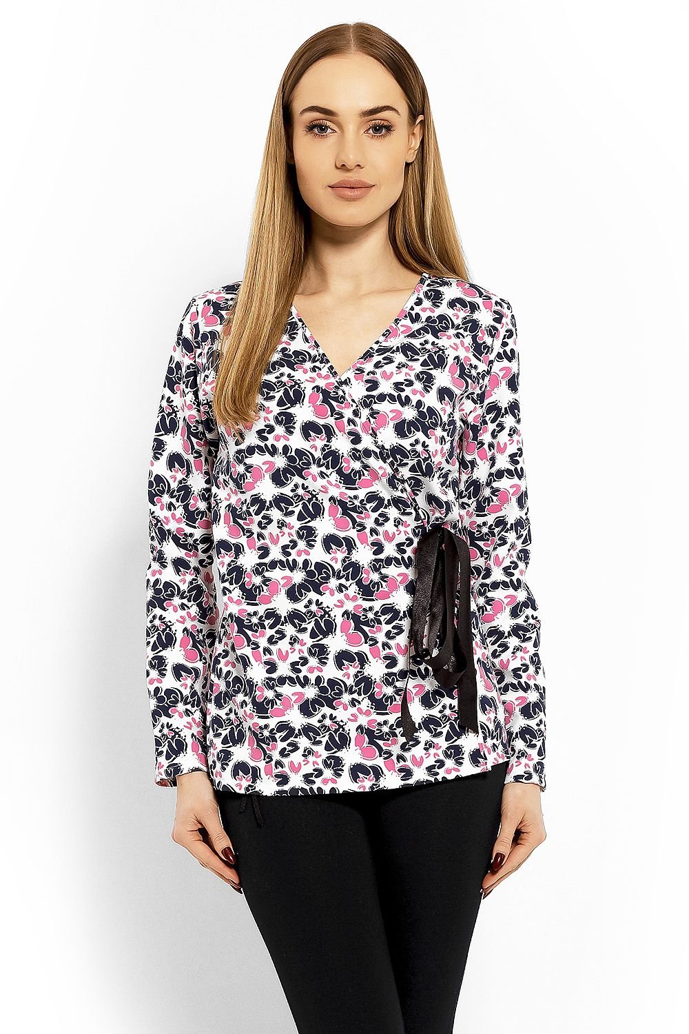 Wrap gravidbluse fra PeeKaBoo til dame fra MS StyleHaven, laget av Elastan; Bomull, farge Flerfarget, størrelse S/M, med long ermer, perfekt til casual; dress
