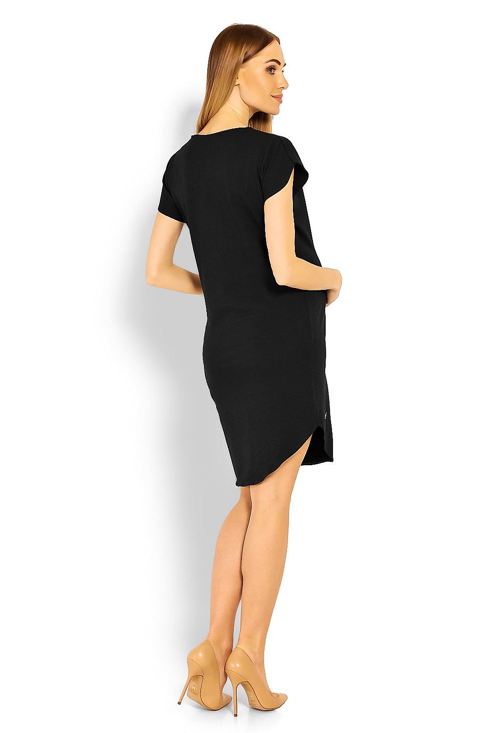 Asymmetry Charm gravidkjole - PeeKaBoo til dame fra MS StyleHaven, laget av Elastan; Bomull, farge Svart, størrelse XXL, med other; cap; short ermer, perfekt til casual; dress