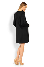 Trapesformet fødselskjole fra PeeKaBoo til dame fra MS StyleHaven, laget av polyester; Viskose, farge Svart, størrelse XXL, med long ermer, perfekt til casual; dress