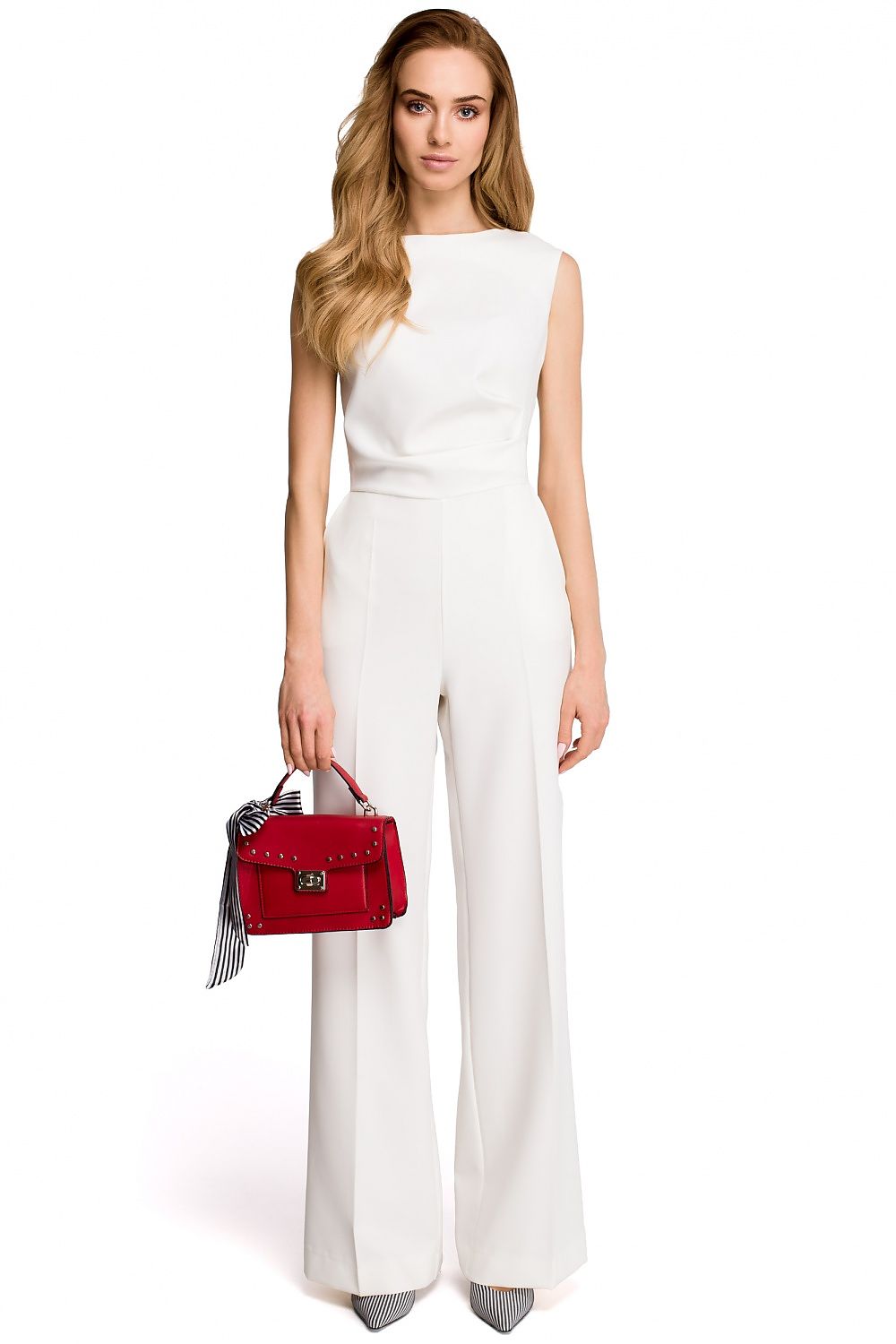 Jumpsuit Stylove til dame fra MS StyleHaven, laget av polyester, farge beige, størrelse s, med sleeveless ermer, perfekt til dress