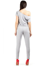 Jumpsuit - Moe til dame fra MS StyleHaven, laget av Viskose, farge Grå, størrelse L, med short ermer, perfekt til casual; dress