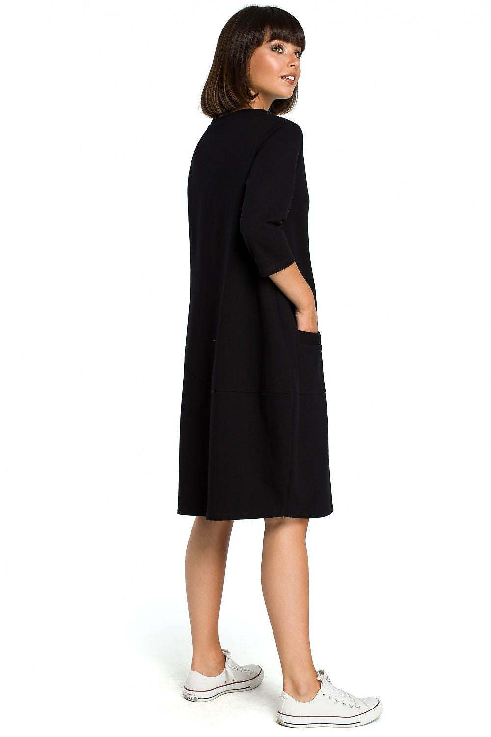 Dagskjole BeWear til dame fra MS StyleHaven, laget av polyester, farge Svart, størrelse M, med long ermer, perfekt til dress