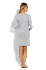Cloudy Nattskjorte til gravide - PeeKaBoo til dame fra MS StyleHaven, laget av Viskose; Elastan, farge Grå, størrelse XXL, med long; cap ermer, perfekt til casual; dress
