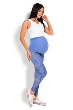 Gravid Leggings fra PeeKaBoo til dame fra MS StyleHaven, laget av polyester; Viskose, farge Blå, størrelse S/M, med long; cap ermer, bukselengde long, perfekt til casual; dress