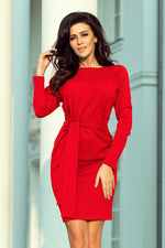 Kjole med bredt belte - Limited Edition til dame fra MS StyleHaven, laget av Bomull, farge Grønn 2, størrelse S, med long; 3-4 ermer, perfekt til casual; dress