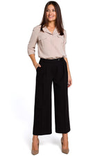 Damebukser Stylove til dame fra MS StyleHaven, laget av Viskose; polyester, farge Svart, størrelse s, med 45720 ermer, bukselengde long, perfekt til dress