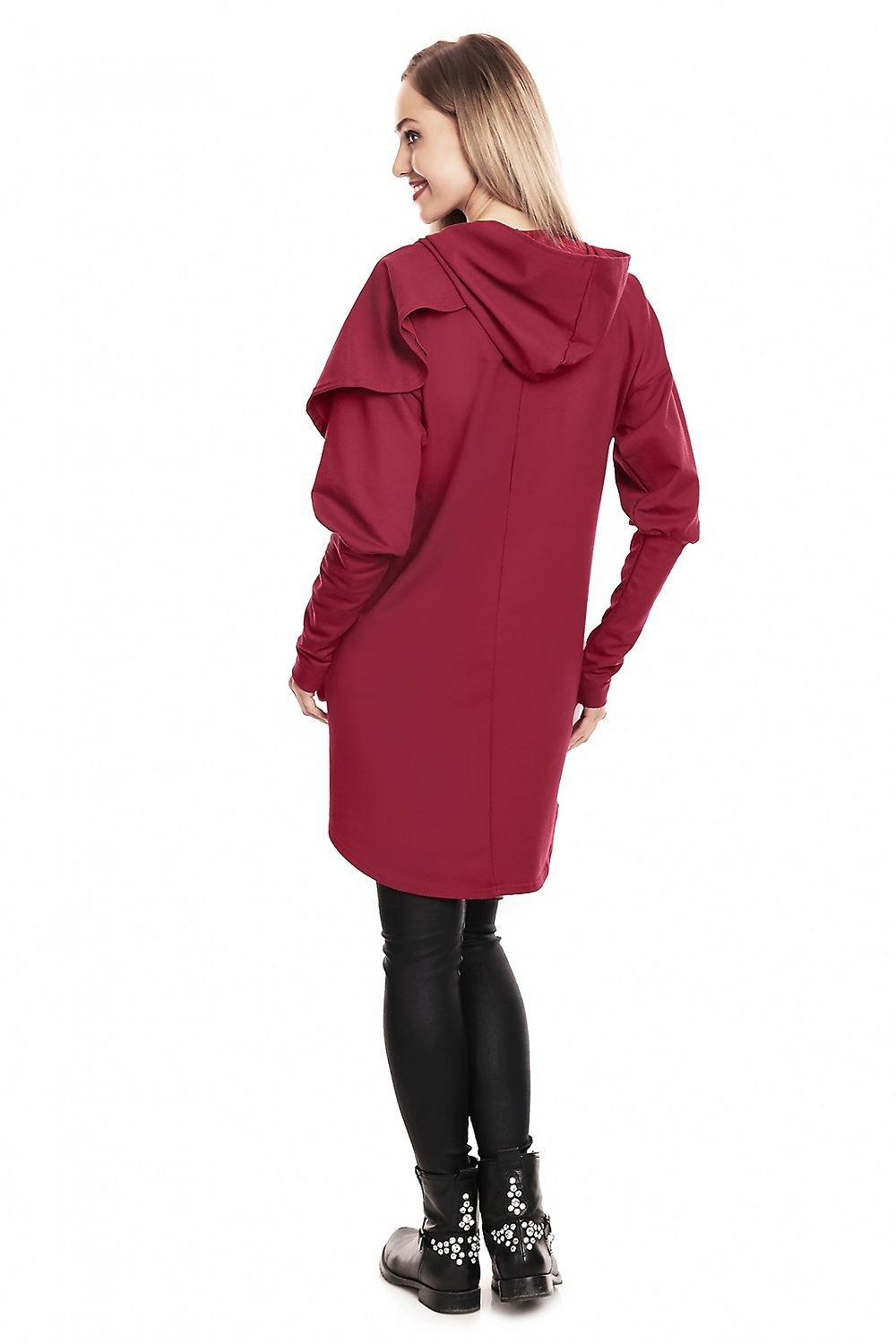 Koselig hettegenser for gravide i lag fra PeeKaBoo til dame fra MS StyleHaven, laget av Bomull; Elastan, farge Grå, størrelse S/M, med long; cap ermer, perfekt til casual; dress