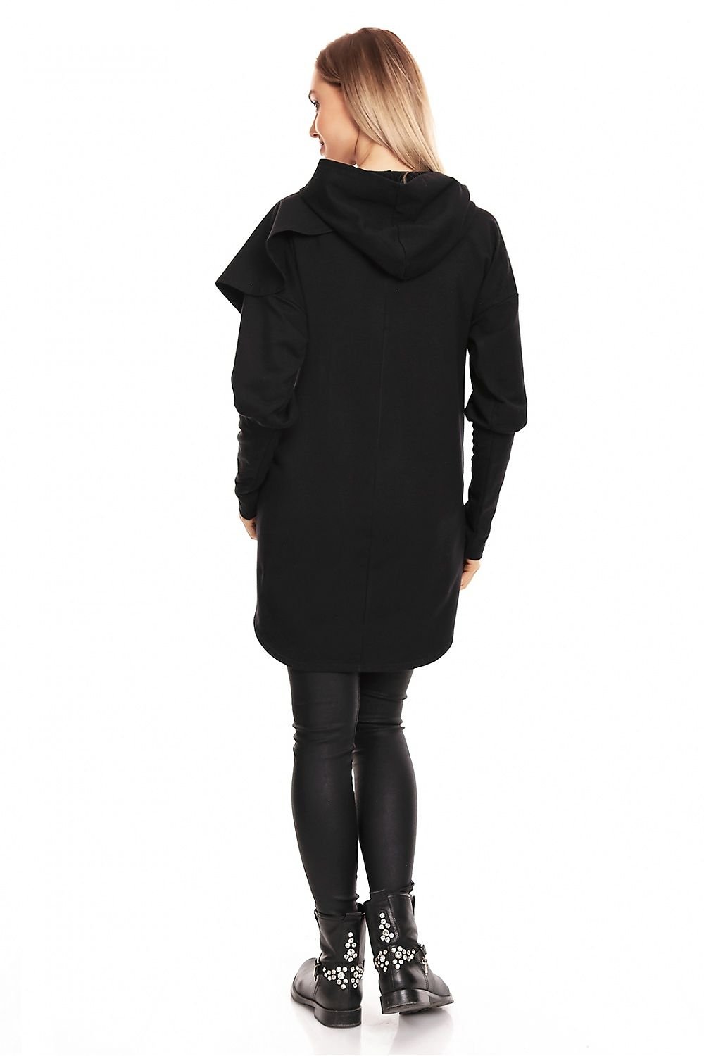 Koselig hettegenser for gravide i lag fra PeeKaBoo til dame fra MS StyleHaven, laget av Bomull; Elastan, farge Svart, størrelse L/XL, med long; cap ermer, perfekt til casual; dress