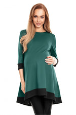 Flowing Grace gravidkjole fra PeeKaBoo til dame fra MS StyleHaven, laget av polyester; Elastan; Viskose, farge Grønn, størrelse L/XL, med 3-4; long ermer, perfekt til casual; dress
