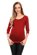 Pleats gravidbluse fra PeeKaBoo til dame fra MS StyleHaven, laget av Elastan; Viskose, farge Rød, størrelse S/M, med 45720 ermer, perfekt til casual; dress