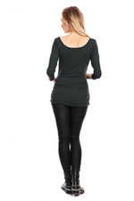 Pleats gravidbluse fra PeeKaBoo til dame fra MS StyleHaven, laget av Elastan; Viskose, farge Grå, størrelse XXL, med 45720 ermer, perfekt til casual; dress