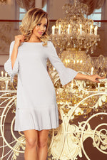 LUCY Plissert kjole – elegant og beskjeden med feminin passform | Limited Edition til dame fra MS StyleHaven, laget av polyester, farge Blå, størrelse L, med short; 3-4 ermer, perfekt til casual; dress