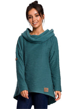Varm asymmetrisk genser fra BeWear til dame fra MS StyleHaven, laget av Bomull; polyester, farge Rosa, størrelse M, med long ermer, perfekt til dress
