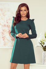 Elegant Nell-kjole – trapesformet silhuett med volangdetaljer | Limited Edition til dame fra MS StyleHaven, laget av polyester, farge Svart 2, størrelse S, med long ermer, mini; short; knee-1 lengde, kjolestil other; shirt; flared; blouson; a-line, perfekt til casual; dress