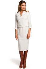 Dagkjole Stylove til dame fra MS StyleHaven, laget av Bomull, farge beige, størrelse XXL, med lang ermer, perfekt til dress