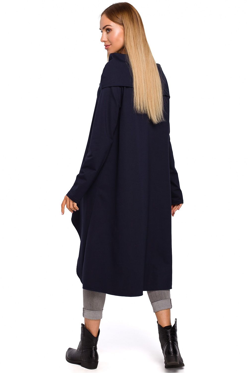 Bomull Tunika - Moe til dame fra MS StyleHaven, laget av Bomull, farge Marineblå, størrelse S/M, med long ermer, perfekt til casual; dress