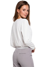 Bluse Makover til dame fra MS StyleHaven, laget av polyester; Elastan, farge beige, størrelse M, med long ermer