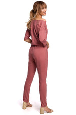 Elastisk Jumpsuit - Moe til dame fra MS StyleHaven, laget av Bomull, farge Marineblå, størrelse s, med 45720 ermer, perfekt til casual; dress