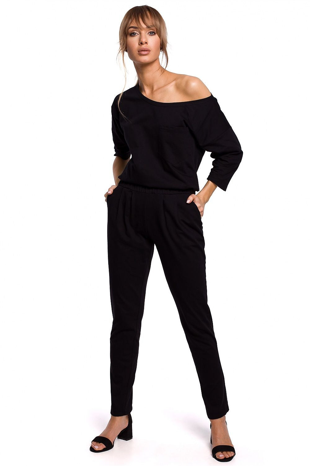 Elastisk Jumpsuit - Moe til dame fra MS StyleHaven, laget av Bomull, farge Marineblå, størrelse M, med 45720 ermer, perfekt til casual; dress