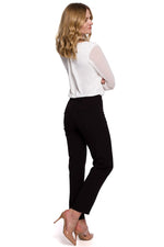 Rettskårne bukser - Makover til dame fra MS StyleHaven, laget av polyester; Elastan, farge Svart, størrelse M, med 45720 ermer