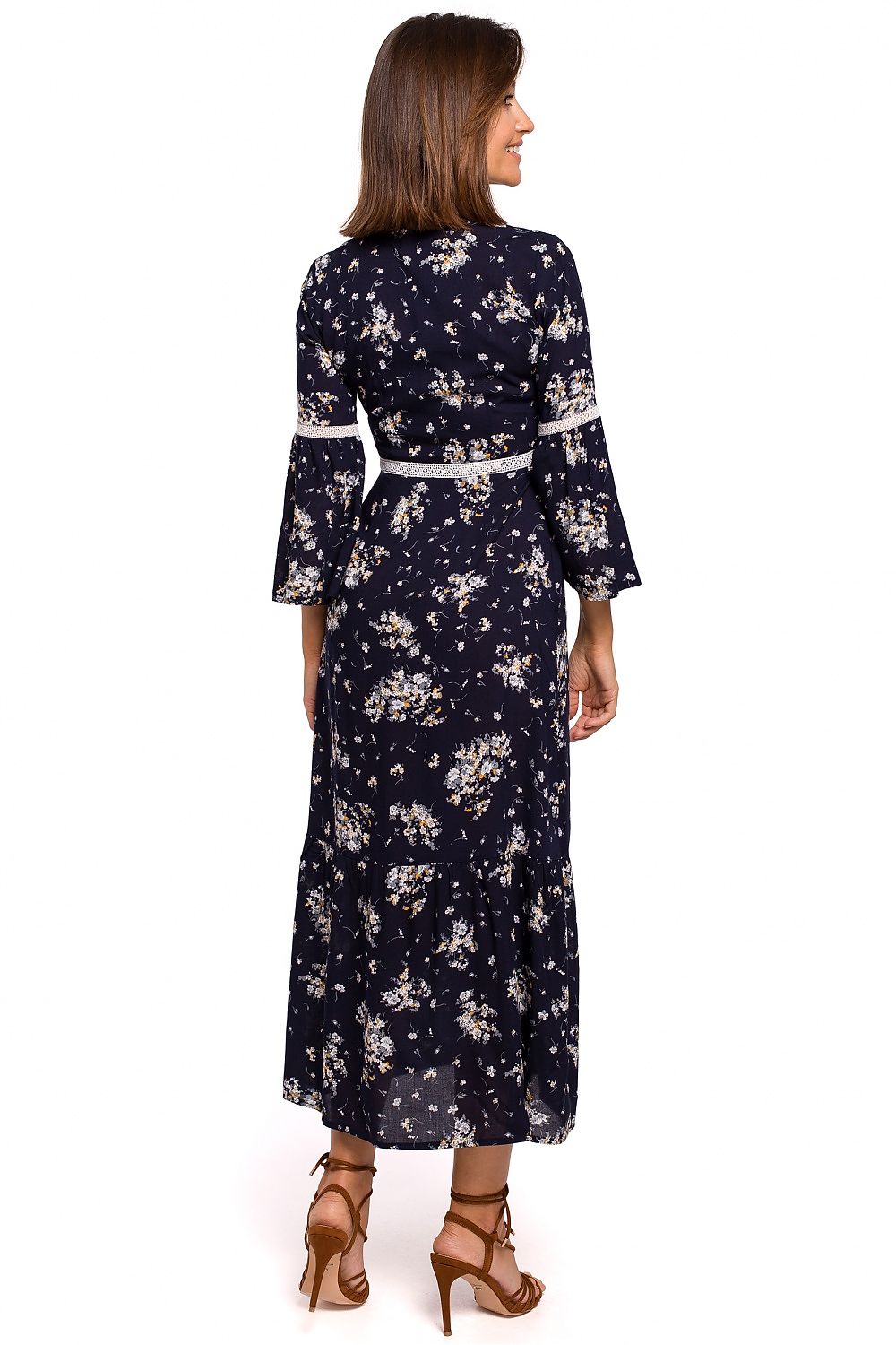 Dagkjole Stylove til dame fra MS StyleHaven, laget av polyester; Viskose, farge Marineblå, størrelse M, med lang ermer, perfekt til dress
