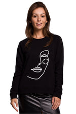 Bomull Sweatshirt - BeWear til dame fra MS StyleHaven, laget av Bomull; polyester, farge Svart, størrelse s, med long ermer, perfekt til dress