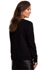 Bomull Sweatshirt - BeWear til dame fra MS StyleHaven, laget av Bomull; polyester, farge Svart, størrelse L, med long ermer, perfekt til dress