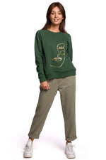 Bomull Sweatshirt - BeWear til dame fra MS StyleHaven, laget av Bomull; polyester, farge Svart, størrelse XXL, med long ermer, perfekt til dress