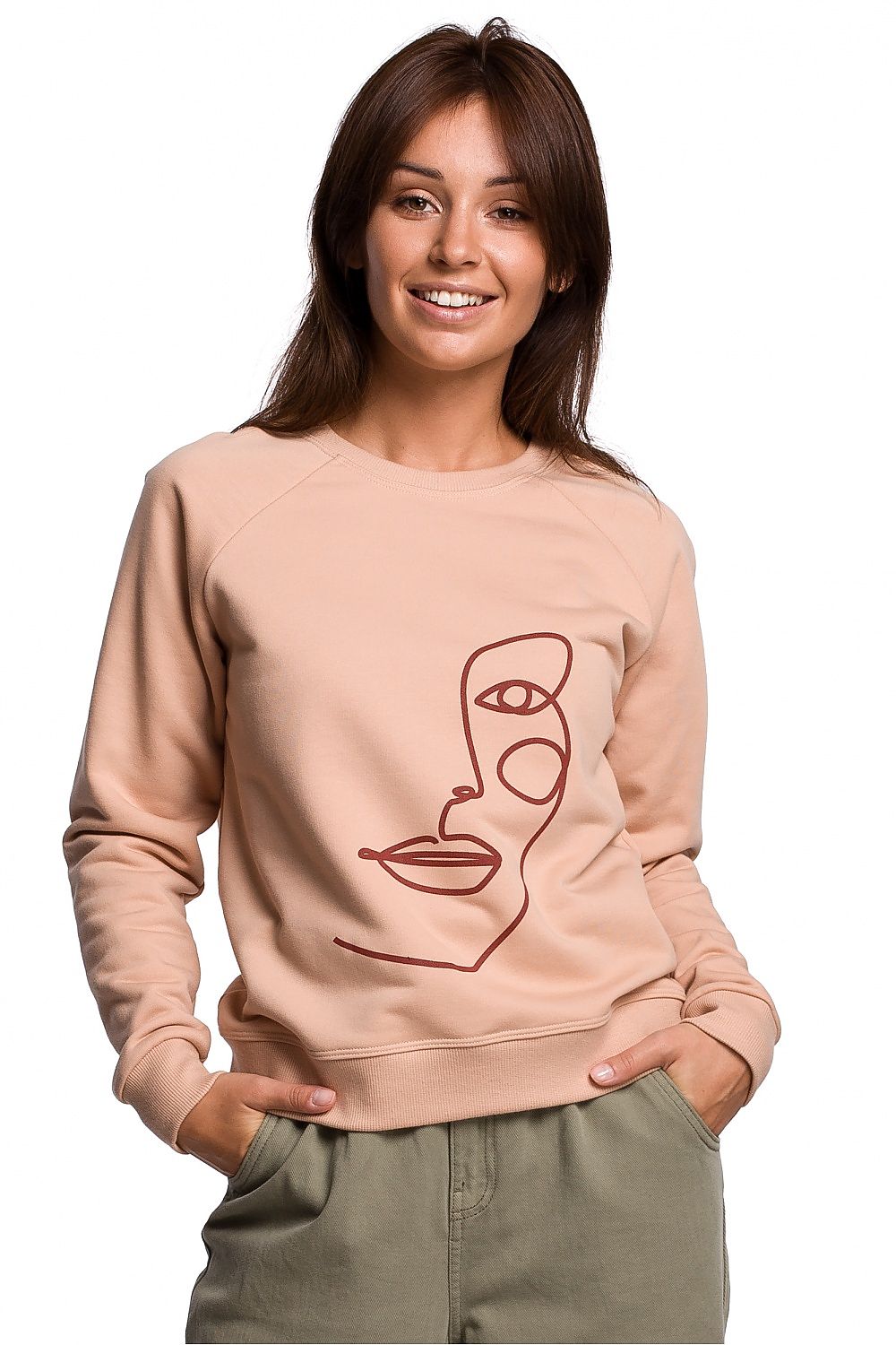 Bomull Sweatshirt - BeWear til dame fra MS StyleHaven, laget av Bomull; polyester, farge Grønn, størrelse M, med long ermer, perfekt til dress