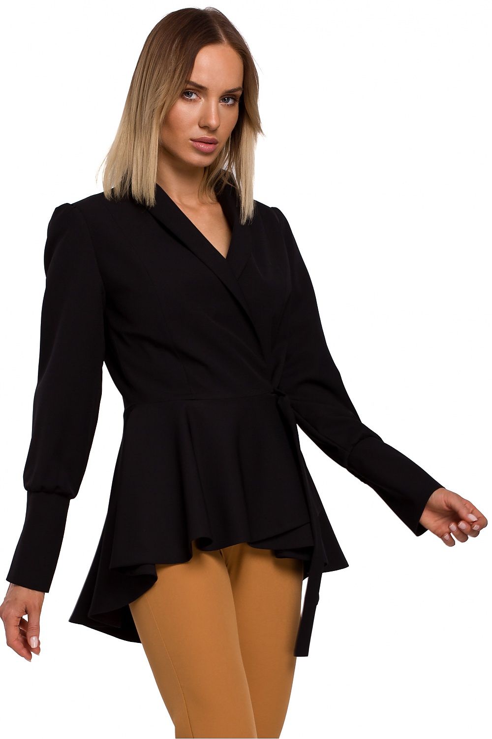 Bølgete kant Jakke - Moe til dame fra MS StyleHaven, laget av polyester, farge Svart, størrelse s, med long ermer, perfekt til casual; dress
