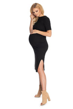 Tidløs Grace gravidkjole fra PeeKaBoo til dame fra MS StyleHaven, laget av Elastan; Bomull, farge Svart, størrelse L/XL, med short; 3-4 ermer, perfekt til casual; dress