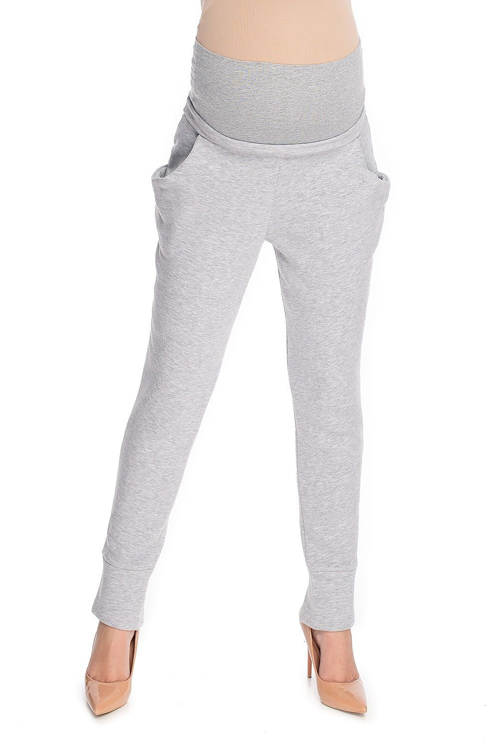 Avslappet treningsbukse for gravide fra PeeKaBoo til dame fra MS StyleHaven, laget av Viskose; Elastan; Bomull, farge Grå 2, størrelse L/XL, med long ermer, perfekt til casual; dress