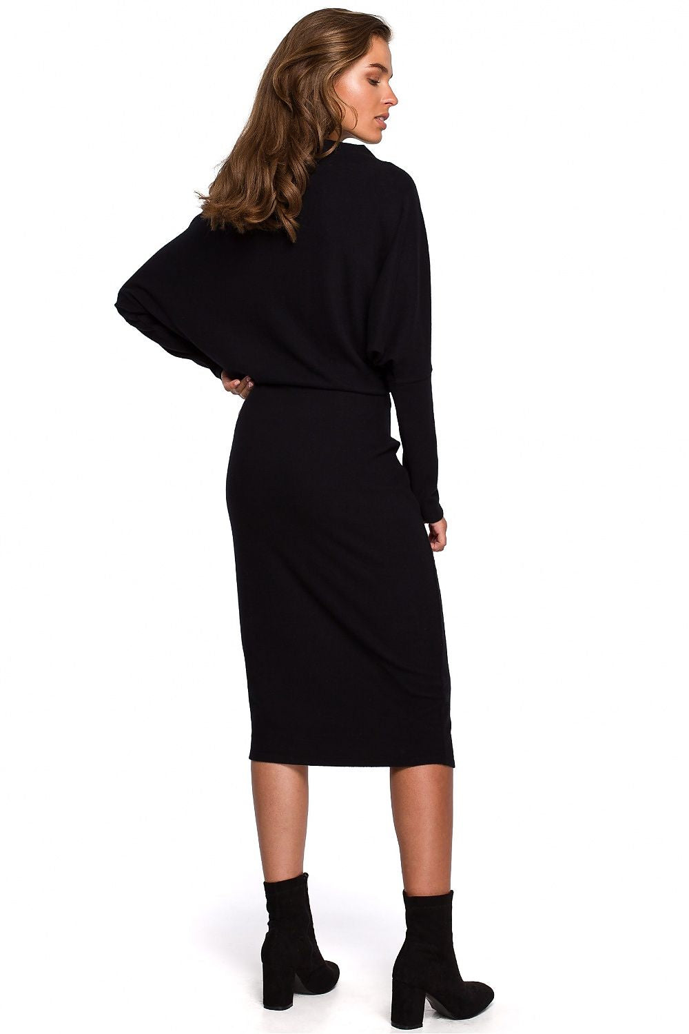 Dagkjole Stylove til dame fra MS StyleHaven, laget av Bomull; Elastan-1, farge Svart, størrelse L/XL, med sleeveless ermer, perfekt til dress