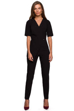 Jumpsuit Stylove til dame fra MS StyleHaven, laget av polyester; Viskose; Elastan, farge Svart, størrelse s, med short; cap ermer, perfekt til dress
