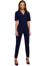 Jumpsuit Stylove til dame fra MS StyleHaven, laget av polyester; Viskose; Elastan, farge Svart, størrelse L, med short; cap ermer, perfekt til dress