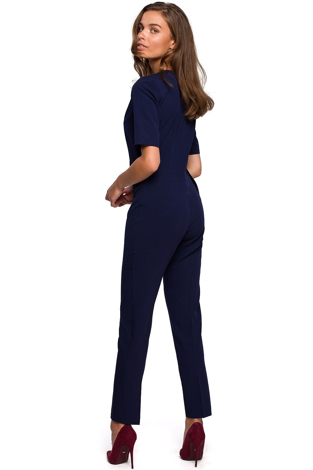 Jumpsuit Stylove til dame fra MS StyleHaven, laget av polyester; Viskose; Elastan, farge Svart, størrelse XL, med short; cap ermer, perfekt til dress