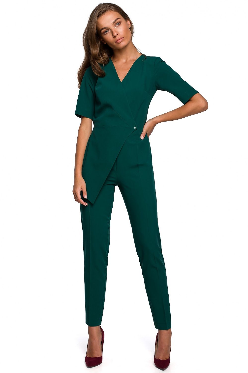 Jumpsuit Stylove til dame fra MS StyleHaven, laget av polyester; Viskose; Elastan, farge Svart, størrelse XXL, med short; cap ermer, perfekt til dress