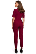 Jumpsuit Stylove til dame fra MS StyleHaven, laget av polyester; Viskose; Elastan, farge Marineblå, størrelse L, med short; cap ermer, perfekt til dress