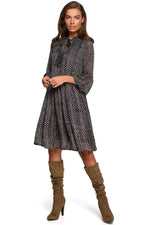 Dagkjole Stylove til dame fra MS StyleHaven, laget av polyester, farge Brun, størrelse XXL, med lang ermer, perfekt til dress