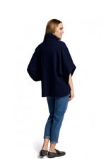 Bluse Moe til dame fra MS StyleHaven, laget av Bomull, farge Marineblå, størrelse L/XL, med short ermer, perfekt til dress