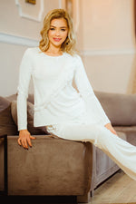 Pangkor Trendy Pyjamas Set av Kalimo til dame fra MS StyleHaven, laget av Viskose; Elastan, farge Svart, størrelse L, med long; 3-4 ermer, perfekt til casual; dress