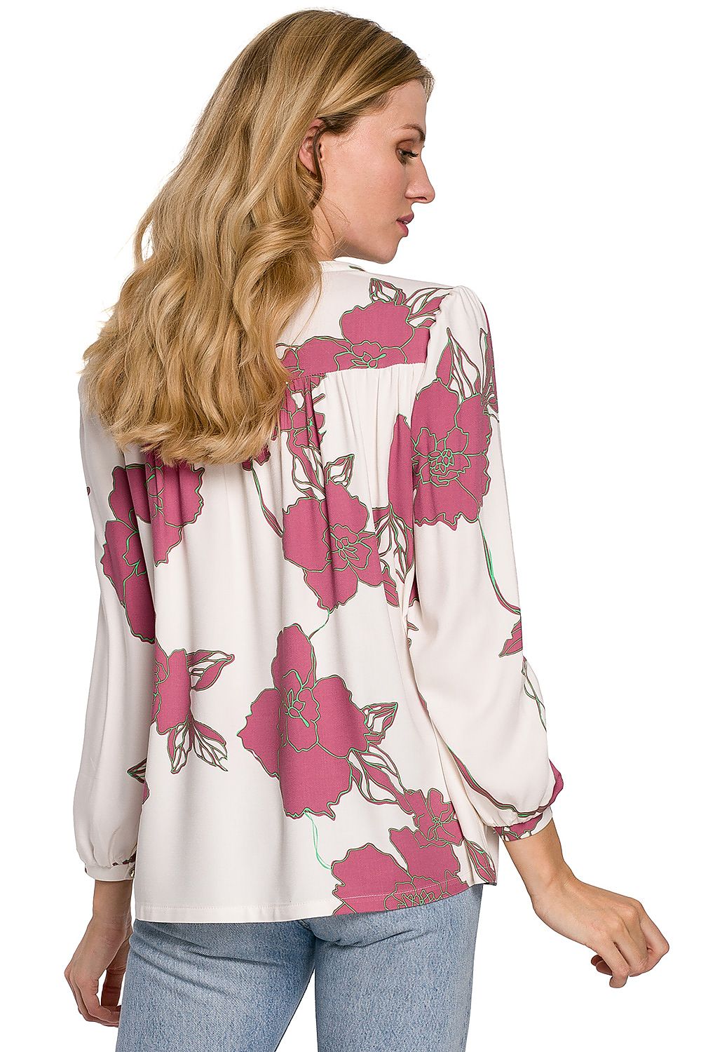 Bluse Makover til dame fra MS StyleHaven, laget av Viskose, farge Flerfarget, størrelse 2XL/3XL, med lang ermer